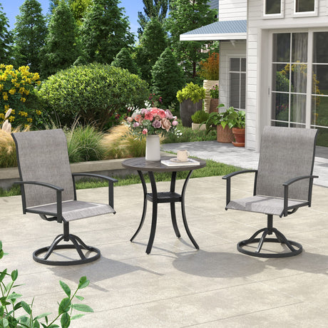 Vicllax 3 Pieces Outdoor Dining Set, 27.6" Round Bar Table and Swivel Chairs