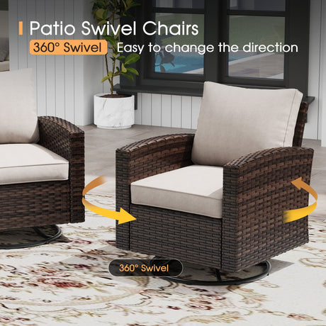 Vicllax Patio Wide Wicker Cushioned Sofa, Outdoor Wicker Chair, Double Lounge Balcony Seat