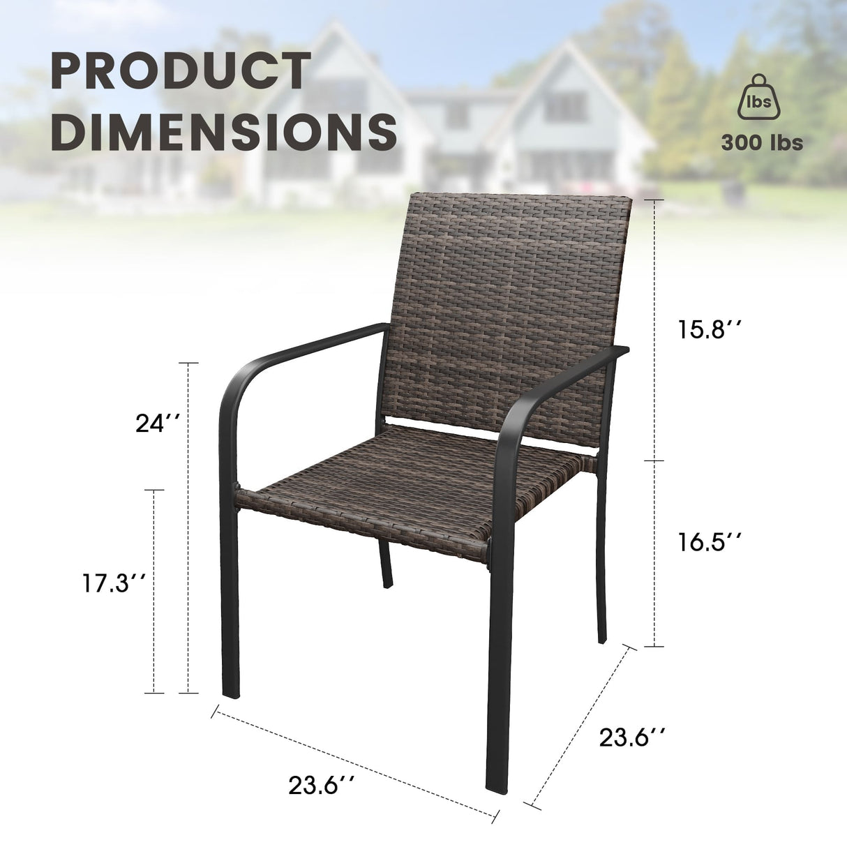 Vicllax Highlands Stackable Wicker Outdoor Dining Chair, Set of 2