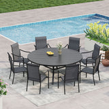 Vicllax 9-Piece Outdoor Dining Set with Patio Round Metal Table and High Back Stackable Chairs