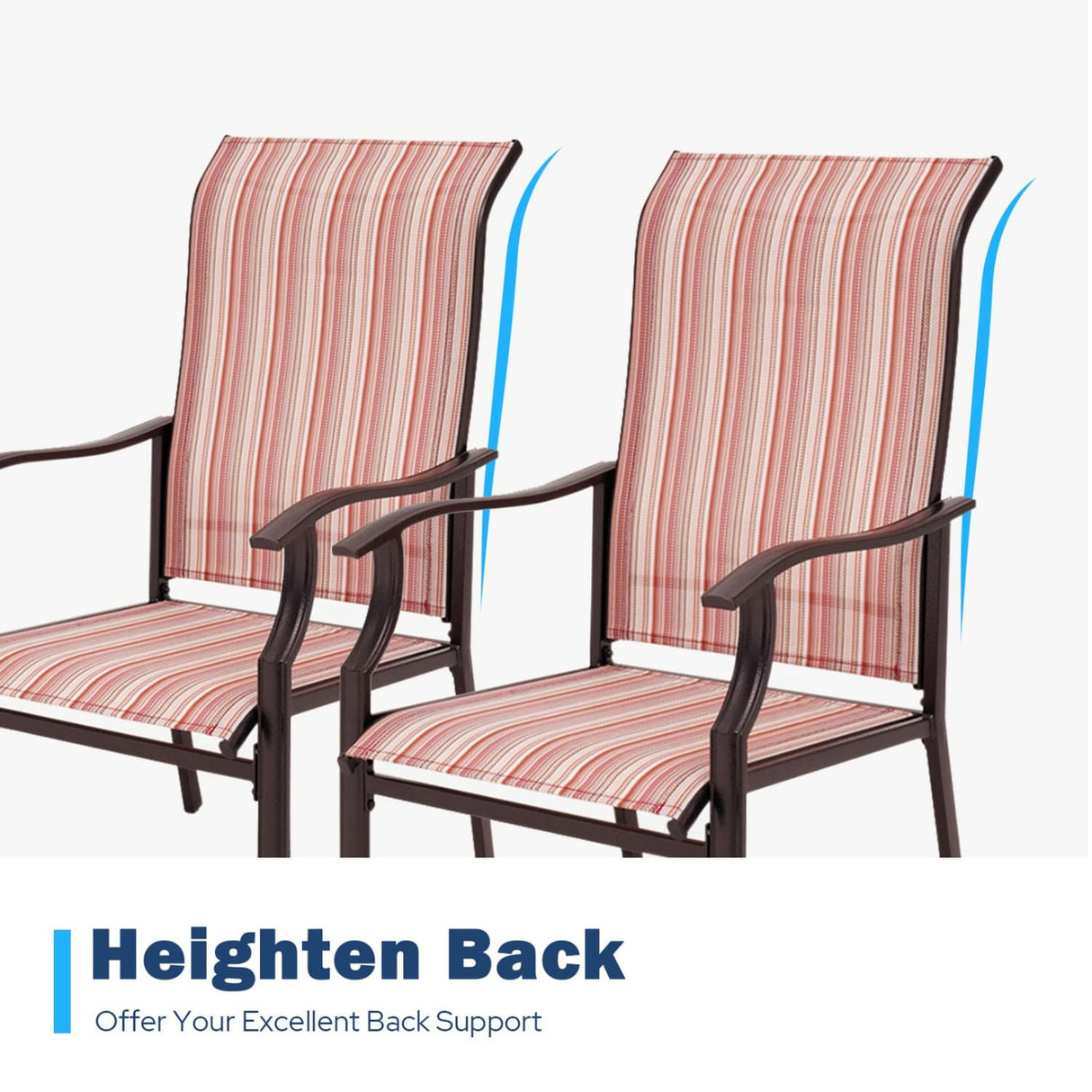 Vicllax Patio Sling Dining Chair, Large Outdoor Sling Chair, Set of 2/4/6