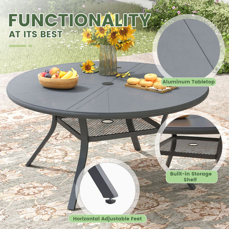Vicllax 5 Pieces Outdoor Dining Set, Premium Metal Round Table and Paddad Swivel Chairs