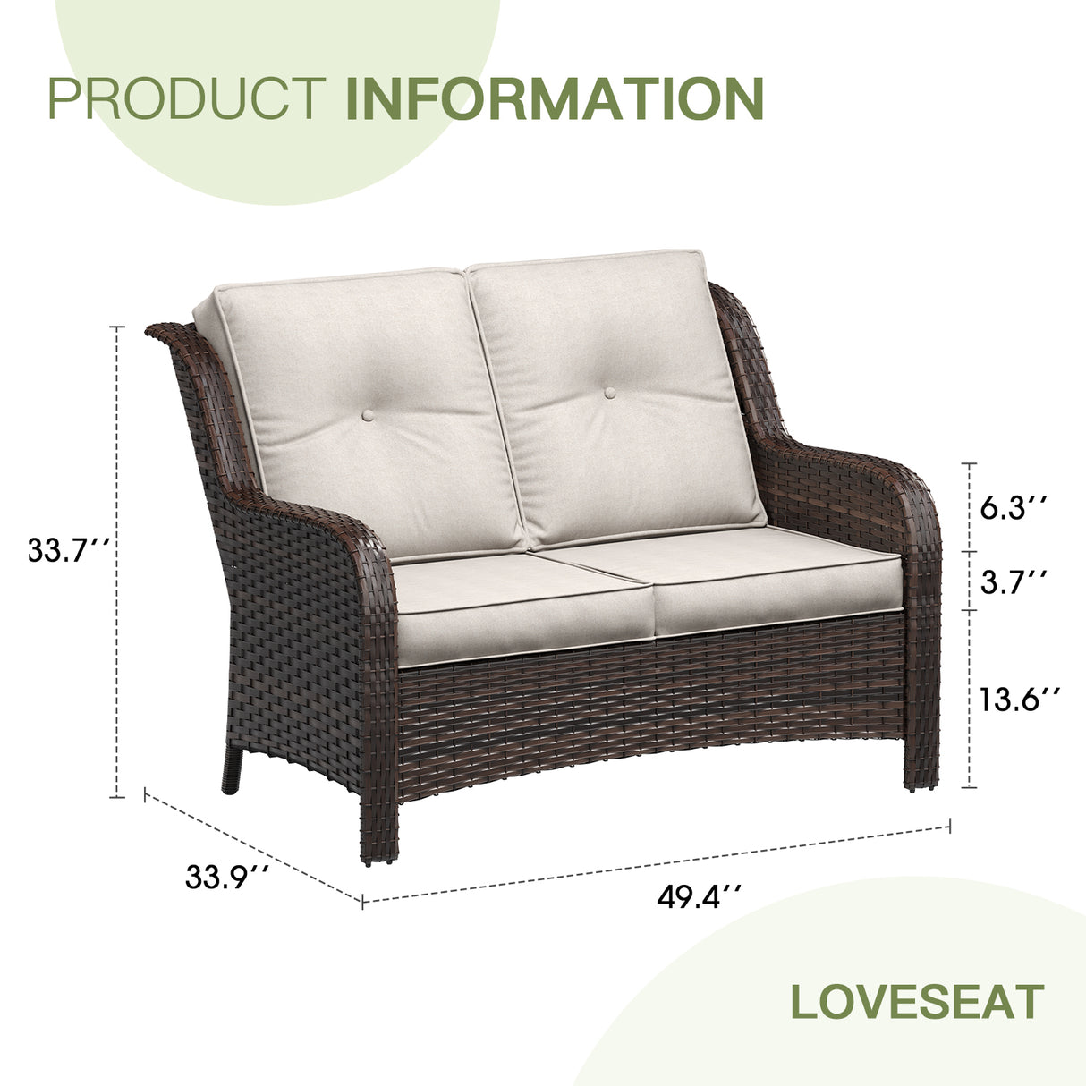 Vicllax Patio Wicker Oasis Lounge Sofa, Loveseat