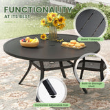 Vicllax Outdoor Dining Set for 6 People, Patio 47" Round Table with 6 Swivel Chairs
