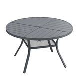 Vicllax Round Patio Dining Table for 4/6/8, Outdoor Large Metal Table