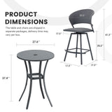 Vicllax 3/5 PCS Outdoor Swivel Bar Set, Patio Wicker Bar Chairs and Round Bar Table