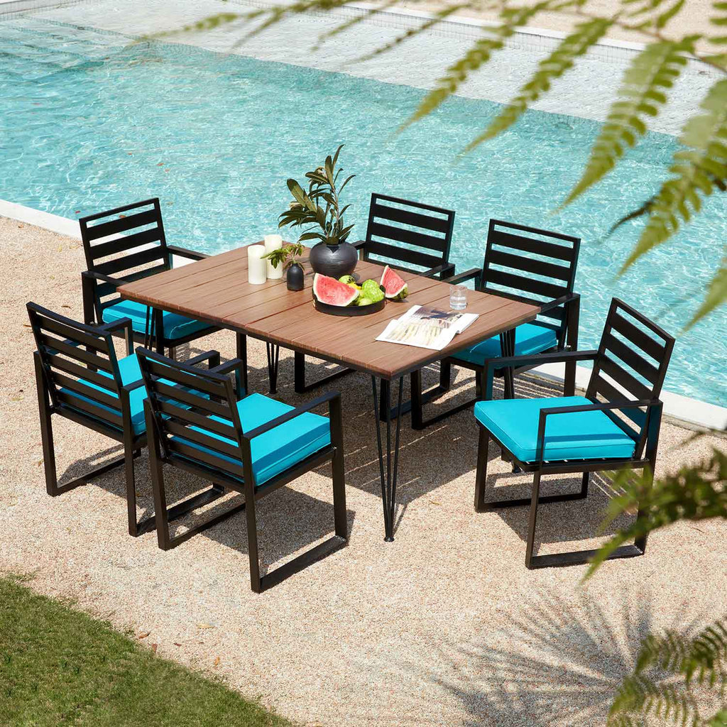 outdoor dining set patio dining table for 4 6 and metal chairs with cushion
