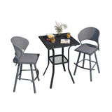Vicllax 3/5 PCS Outdoor Swivel Bar Set, Patio Wicker Bar Chairs and Square Bar Table