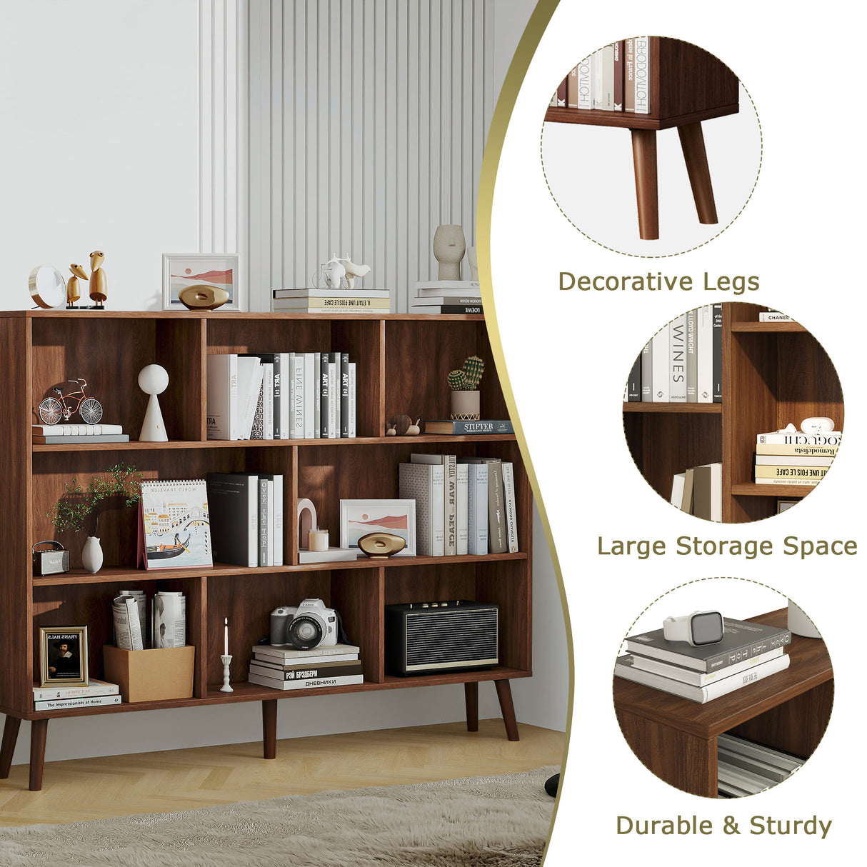 Vicllax Open Bookshelf with Legs, Storage Cube Floor Standing Display Shelf