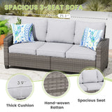 VICLLAX Versatile Wicker Patio Set: 5 Seater with Fire Table/Ottoman