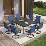 Vicllax 9 Pieces Outdoor Dining Set with 59" Square Dining Table and Swivel Chairs
