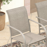 Vicllax 9 Pieces Outdoor Sandshell Dining Set with 59" Square Dining Table and Stackable Chair