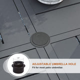 VICLLAX 7-Piece Outdoor Dining Set, 53” Round Metal Table with Umbrella Hole & Solana Swivel Chair