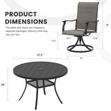 Vicllax 7 Pieces Outdoor Dining Set with 48" Round Dining Table and Swivel Chairs