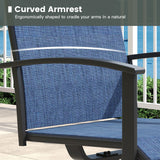 VICLLAX 5-pcs Outdoor Dining Set, 41” Round Metal Table with Umbrella Hole & 4 Swivel Textilene Chairs