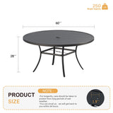 Vicllax 50” / 60" Outdoor Round Metal Dining Table with Umbrella Hole for 6,8