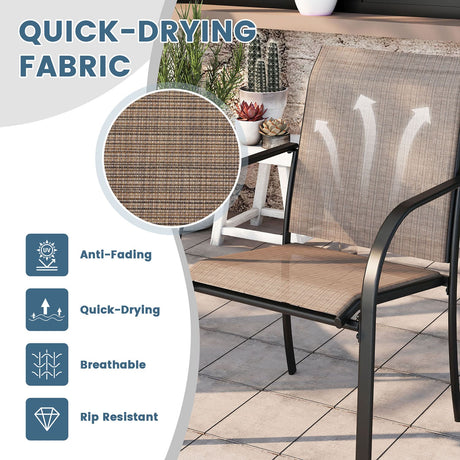 Vicllax Sillas de comedor con cabestrillo de textileno y metal para patio al aire libre con reposabrazos 