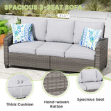VICLLAX Versatile Wicker Patio Set: 5 Seater with Fire Table/Ottoman