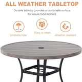 Vicllax 42" Round Metal Patio Table with Adjustable Umbrella Hole