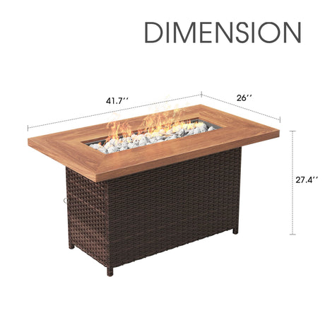 Vicllax Wicker Propane Fire Pit Table, Outdoor 50,000 BTU Gas Fire Pit