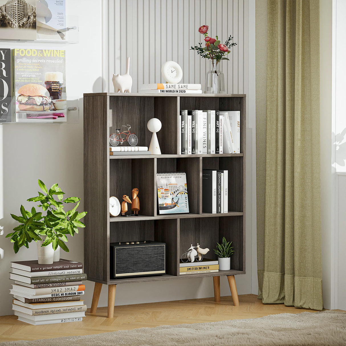 Vicllax Open Bookshelf with Legs, Storage Cube Floor Standing Display Shelf