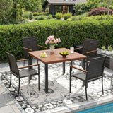 Vicllax 5 Pieces Outdoor Dining Set, Patio Rectangular Metal Table and  4 Stackable  Armchairs