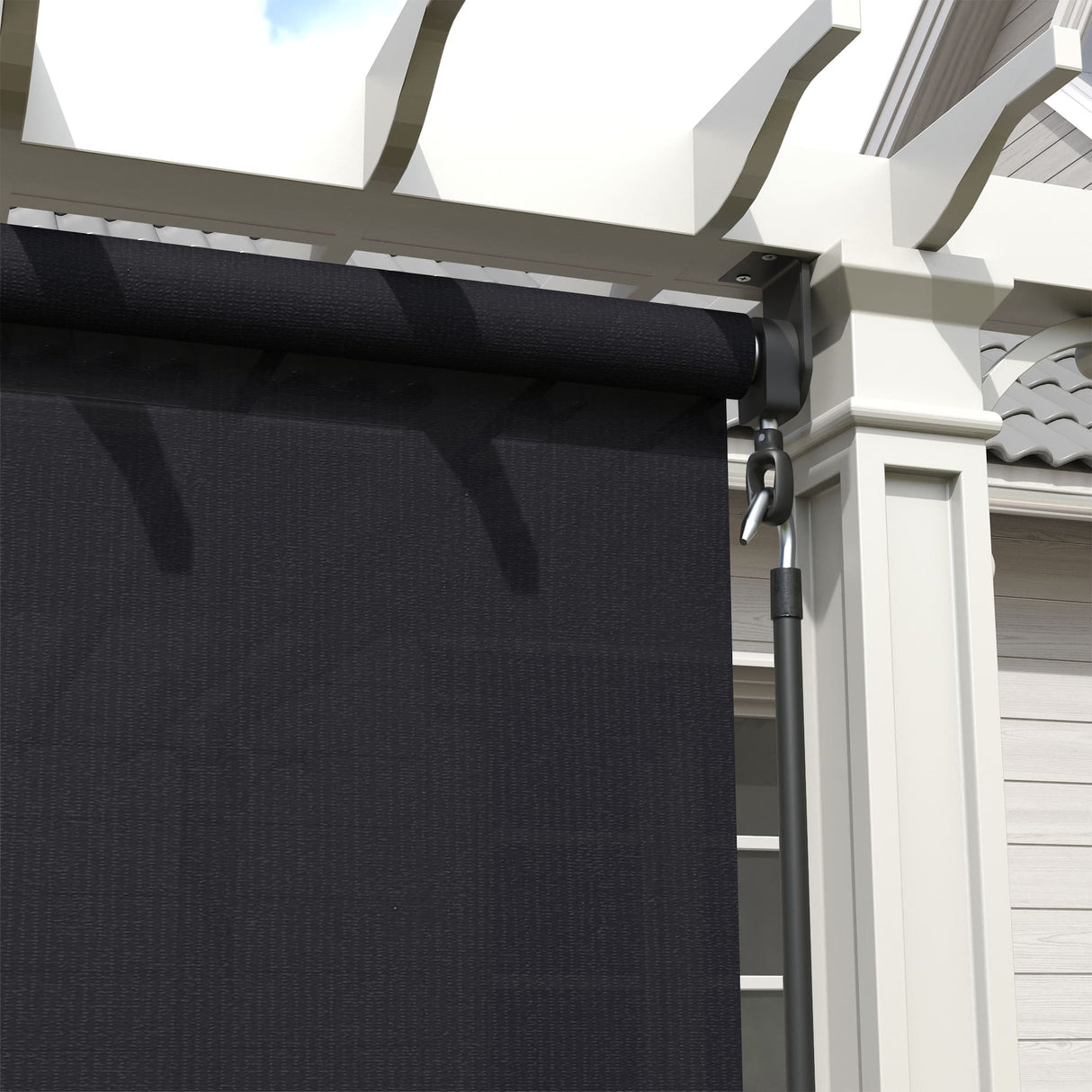 Vicllax Outdoor Custom Size Sun Blocking Roller Shade, Patio Shade Blinds, 96" drop