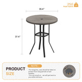 Vicllax Mesa de bar redonda para patio al aire libre de 37" con orificio para sombrilla