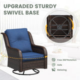 Vicllax Patio Wicker Oasis Lounge Set, Cushioned Sofa Swivel Chairs and Ottomans