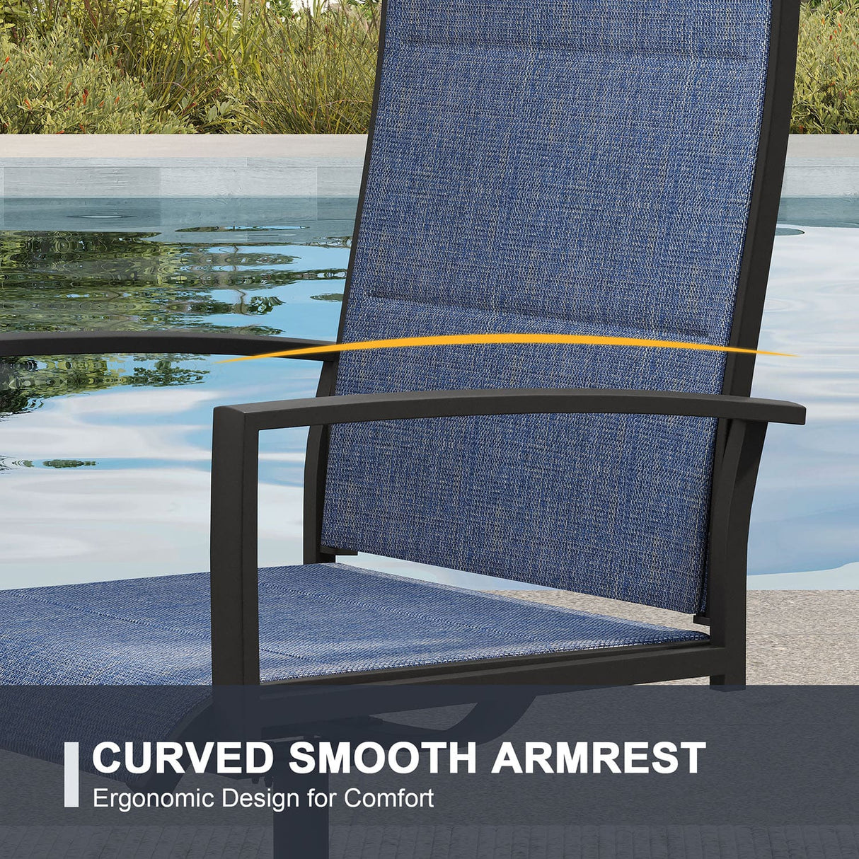 Vicllax 9 Pieces Outdoor Dining Set with Metal Rectangular Table and Padded Swivel Chair