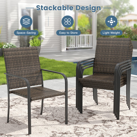 Vicllax 3 Pieces Outdoor Dining Set, 27.6"Square Table and 2 Stackable Armchairs