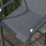 Vicllax Bar Table Set for 2, 3 Pcs Wooden-Like Table and Stools with Backrest and armrests, for Nook Balcony