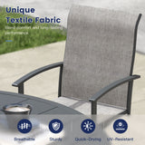 Vicllax 7 pcs Outdoor Dining Set,  Rectangular Metal Table and 6 Textilene Swivel Dining Chairs