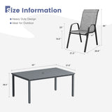 Vicllax 7 Pieces Outdoor Dining Set, Patio Rectangular 63" Metal Table and Horizon Stackable Chair