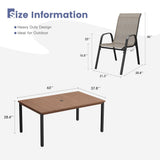 Vicllax 7 Pieces Outdoor Dining Set, Patio Rectangular 63" Metal Table and Horizon Stackable Chair