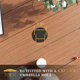 Vicllax 50” / 60" Outdoor Round Metal Dining Table with Umbrella Hole for 6,8