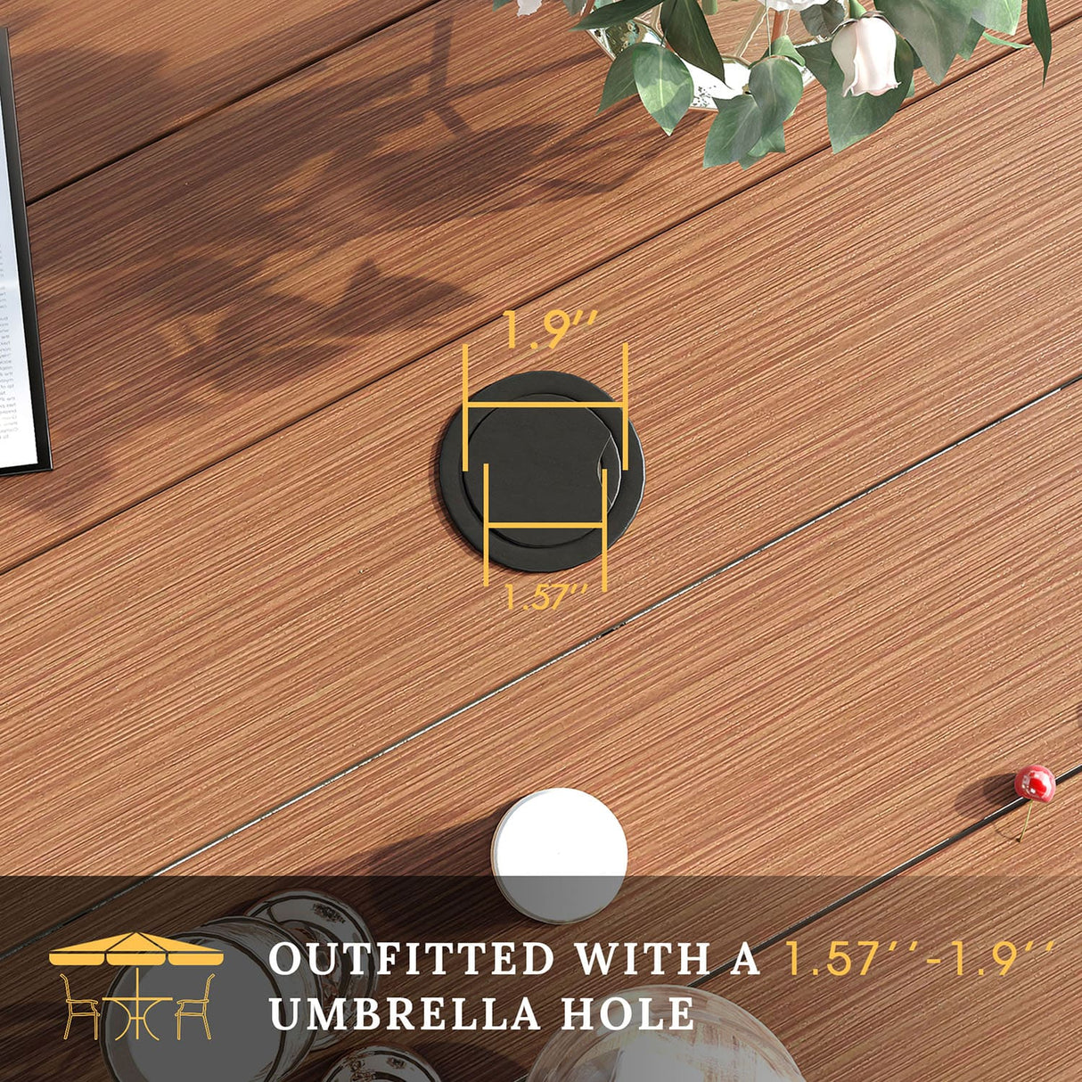 Vicllax 11 Pcs Outdoor Dining Set with 60“ Round Metal Table and Stackable Sling Chair