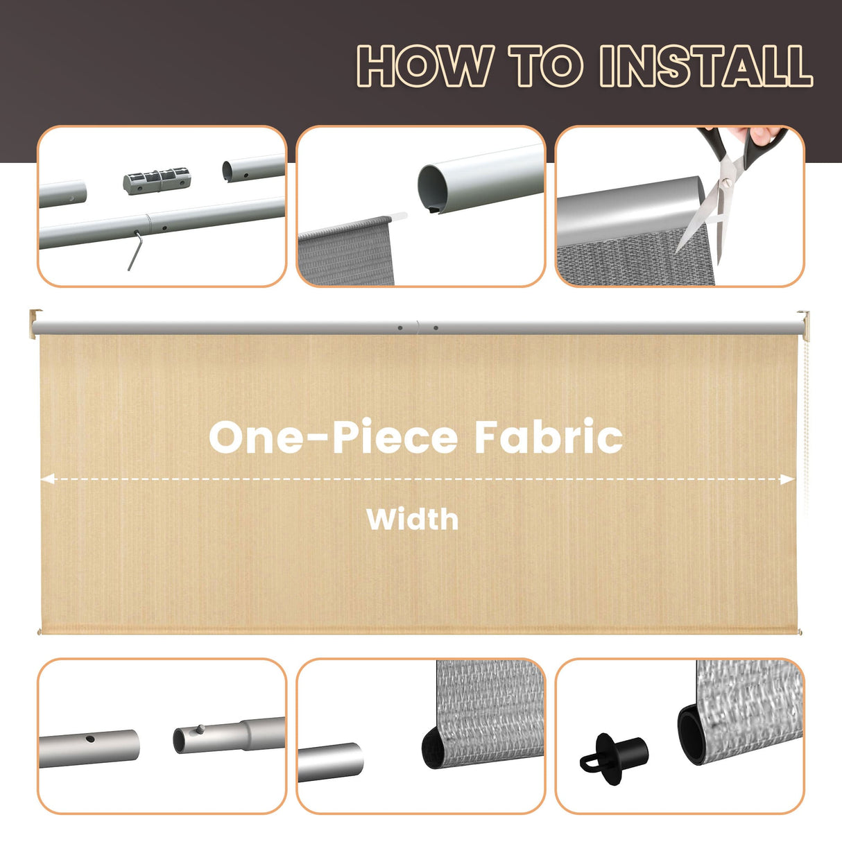 Vicllax Outdoor Sun Blocking Roller Shade, Patio Roll Up Shade Blinds
