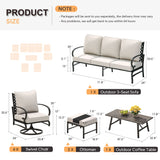 Vicllax Outdoor Patio Conversation Set with Cushioned Sofa Chairs, Ottomans and Coffee Table