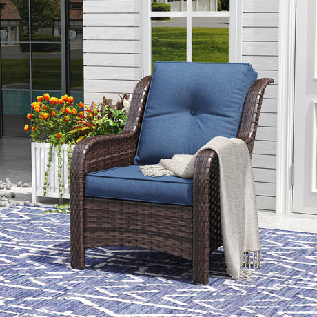 Vicllax Patio Wicker Oasis Lounge Set, 6-Piece Outdoor Sofa Set with Fire Pit Table(Stable Sofa Chair Set)