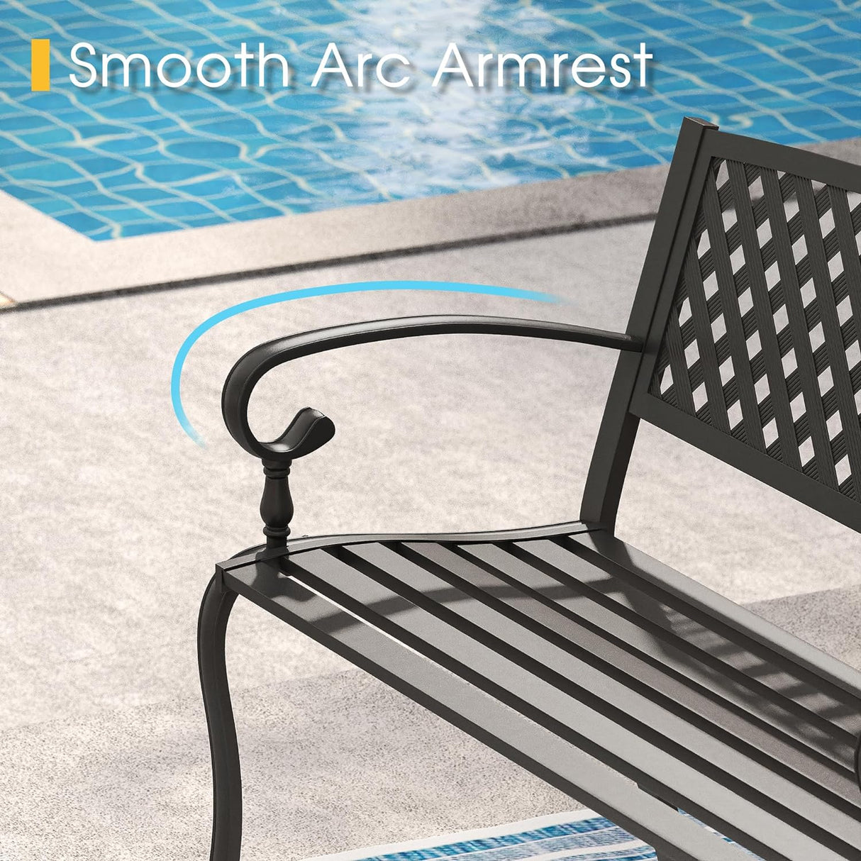 Vicllax Outdoor Garden Bench, Waterproof Patio Metal Bench