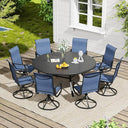 VICLLAX 9 Pieces Outdoor Dining Set, Swivel Dining Chairs Set of 8 and Round Patio Table