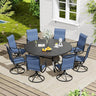 VICLLAX 9 Pieces Outdoor Dining Set, Swivel Dining Chairs Set of 8 and Round Patio Table