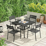 VICLLAX Patio 5 Pieces Outdoor Dining Set for 4, 37.8" Outdoor Square Table and Metal Stackable Chair