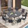 Vicllax 11 Pcs Outdoor Dining Set with 60“ Round Metal Table and Stackable Sling Chair