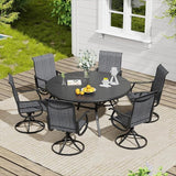 VICLLAX 5/7 Pieces Outdoor Dining Set, Swivel Dining Chairs Set of 4/6 and Round Patio Table