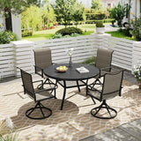 Vicllax 5 Pieces Outdoor Dining Set, Premium Metal Round Table and Paddad Swivel Chairs
