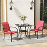 Vicllax 3-Piece Patio Bistro Set, Outdoor Stackable Sling Chairs and Black Metal Square Table