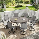 Vicllax 9 Pieces Outdoor Dining Set, Metal Round Table and Premium Paddad Swivel Chairs