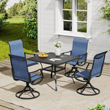 Vicllax Outdoor 38.6“ Plastic Dining Table Set of 4, Plastic Square Table with Swivel Dining Chairs